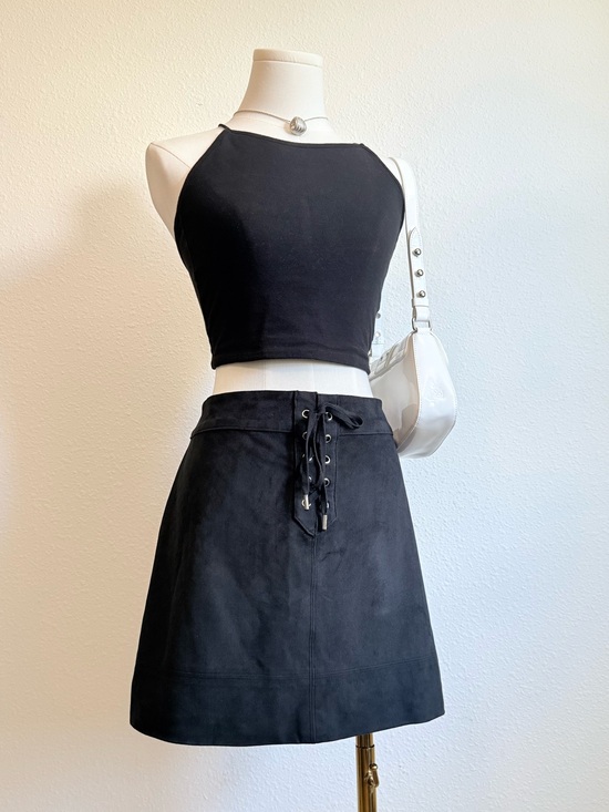 Abercrombie & Fitch Dresses & Skirts - Y2K Abercrombie & Fitch Lace Up Mini Skirt Faux Suede Boho Chic Feminine